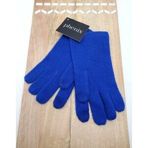 Phenix Blue Cashmere 100% Knit Gloves